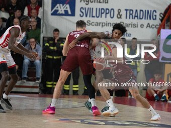 John Petrucelli of Trapani Shark plays during the LBA Italy Championship match between Openjobmetis Varese and Trapani Shark in Varese, Ital...