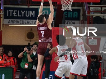 Amar Alibegovic of Trapani Shark plays during the LBA Italy Championship match between Openjobmetis Varese and Trapani Shark in Varese, Ital...