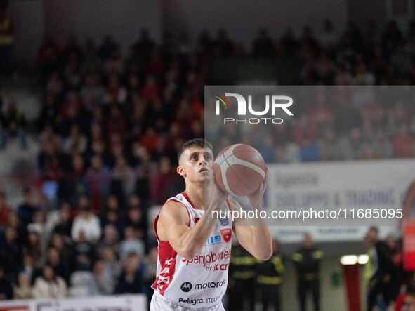 Matteo Librizzi of Openjobmetis Varese participates in the LBA Italy Championship match between Openjobmetis Varese and Trapani Shark in Var...