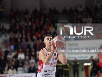 Matteo Librizzi of Openjobmetis Varese participates in the LBA Italy Championship match between Openjobmetis Varese and Trapani Shark in Var...