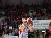 Matteo Librizzi of Openjobmetis Varese participates in the LBA Italy Championship match between Openjobmetis Varese and Trapani Shark in Var...