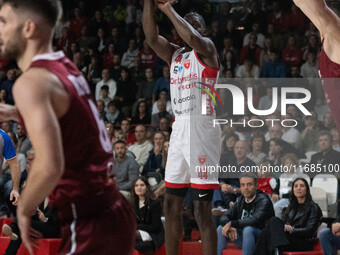 Gabe Brown of Openjobmetis Varese plays during the LBA Italy Championship match between Openjobmetis Varese and Trapani Shark in Varese, Ita...