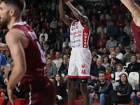 Gabe Brown of Openjobmetis Varese plays during the LBA Italy Championship match between Openjobmetis Varese and Trapani Shark in Varese, Ita...