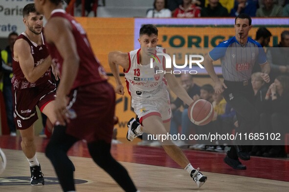 Matteo Librizzi of Openjobmetis Varese participates in the LBA Italy Championship match between Openjobmetis Varese and Trapani Shark in Var...