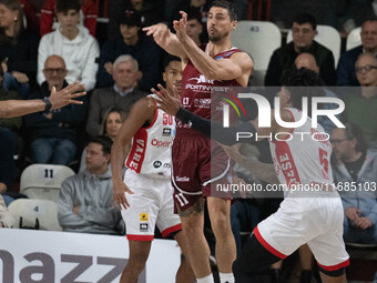 John Petrucelli of Trapani Shark plays during the LBA Italy Championship match between Openjobmetis Varese and Trapani Shark in Varese, Ital...