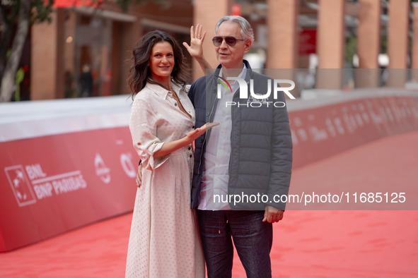 Andrea Bocelli and Veronica Bocelli attend the ''Andrea Bocelli 30 - The Celebration'' photocall at Auditorium Parco Della Musica in Rome, I...