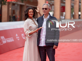 Andrea Bocelli and Veronica Bocelli attend the ''Andrea Bocelli 30 - The Celebration'' photocall at Auditorium Parco Della Musica in Rome, I...