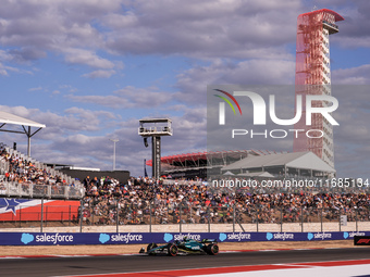 Lance Stroll of Canada drives the (18) Aston Martin Aramco Cognizant F1 Team AMR24 Mercedes during the qualifying at the Formula 1 Pirelli U...