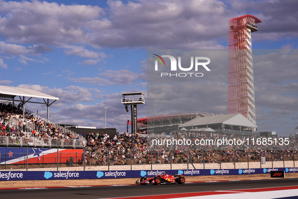 Charles Leclerc of Monaco drives the (16) Scuderia Ferrari SF-24 Ferrari during the qualifying for the Formula 1 Pirelli United States Grand...