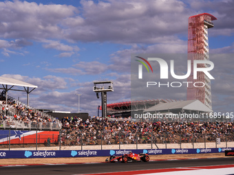 Charles Leclerc of Monaco drives the (16) Scuderia Ferrari SF-24 Ferrari during the qualifying for the Formula 1 Pirelli United States Grand...