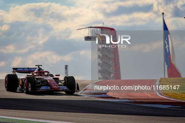 Carlos Sainz Jr. of Spain drives the (55) Scuderia Ferrari SF-24 Ferrari during the qualifying at the Formula 1 Pirelli United States Grand...