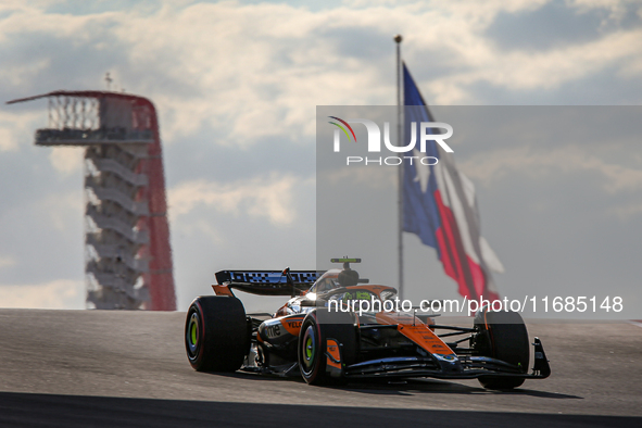 Lando Norris of the UK drives the McLaren F1 Team MCL38 Mercedes during the qualifying for the Formula 1 Pirelli United States Grand Prix 20...