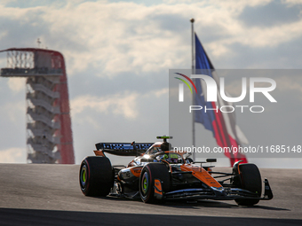 Lando Norris of the UK drives the McLaren F1 Team MCL38 Mercedes during the qualifying for the Formula 1 Pirelli United States Grand Prix 20...