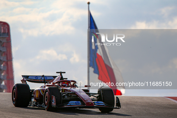 Charles Leclerc of Monaco drives the (16) Scuderia Ferrari SF-24 Ferrari during the qualifying for the Formula 1 Pirelli United States Grand...