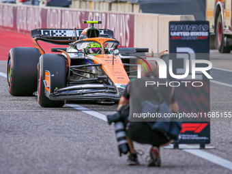 Lando Norris of the UK drives the McLaren F1 Team MCL38 Mercedes during the qualifying for the Formula 1 Pirelli United States Grand Prix 20...