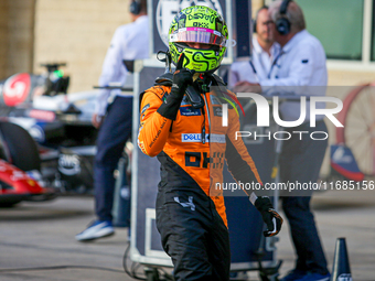 Lando Norris of the UK drives the McLaren F1 Team MCL38 Mercedes during the qualifying for the Formula 1 Pirelli United States Grand Prix 20...