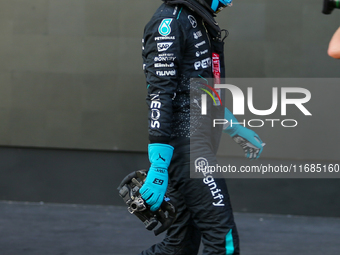 George Russell of the UK drives the (63) Mercedes-AMG Petronas F1 Team F1 W15 E Performance Mercedes during the qualifying for the Formula 1...