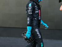 George Russell of the UK drives the (63) Mercedes-AMG Petronas F1 Team F1 W15 E Performance Mercedes during the qualifying for the Formula 1...