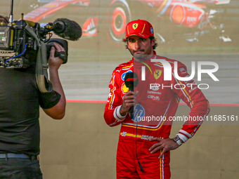 Carlos Sainz Jr. of Spain drives the (55) Scuderia Ferrari SF-24 Ferrari during the qualifying at the Formula 1 Pirelli United States Grand...