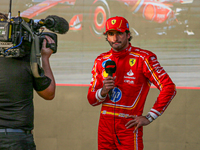 Carlos Sainz Jr. of Spain drives the (55) Scuderia Ferrari SF-24 Ferrari during the qualifying at the Formula 1 Pirelli United States Grand...