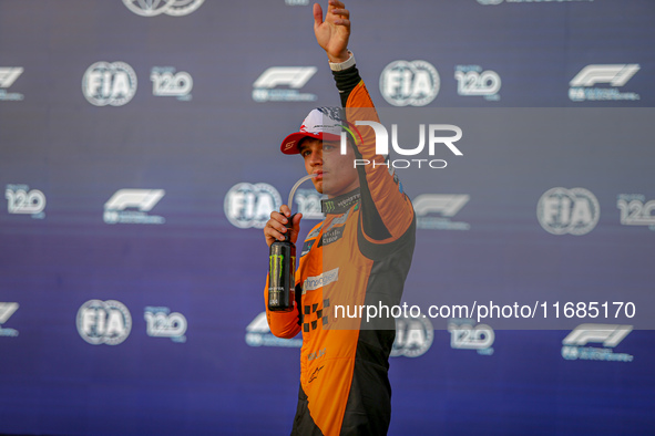 Lando Norris of the UK drives the McLaren F1 Team MCL38 Mercedes during the qualifying for the Formula 1 Pirelli United States Grand Prix 20...