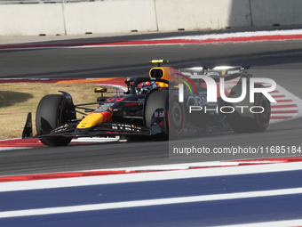 Sergio Perez of Mexico drives the (11) Oracle Red Bull Racing RB20 Honda RBPT during the qualifying for the Formula 1 Pirelli United States...