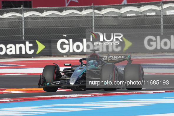 George Russell of the UK drives the (63) Mercedes-AMG Petronas F1 Team F1 W15 E Performance Mercedes during the qualifying for the Formula 1...