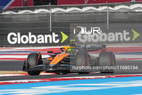 Lando Norris of the UK drives the McLaren F1 Team MCL38 Mercedes during the qualifying for the Formula 1 Pirelli United States Grand Prix 20...