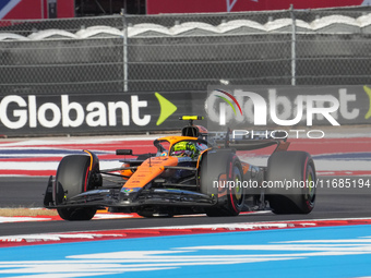 Lando Norris of the UK drives the McLaren F1 Team MCL38 Mercedes during the qualifying for the Formula 1 Pirelli United States Grand Prix 20...