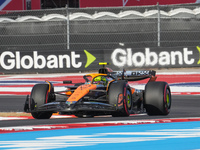 Lando Norris of the UK drives the McLaren F1 Team MCL38 Mercedes during the qualifying for the Formula 1 Pirelli United States Grand Prix 20...