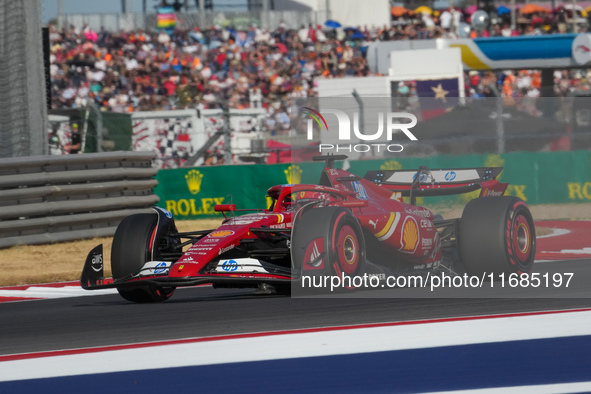 Charles Leclerc of Monaco drives the (16) Scuderia Ferrari SF-24 Ferrari during the qualifying for the Formula 1 Pirelli United States Grand...