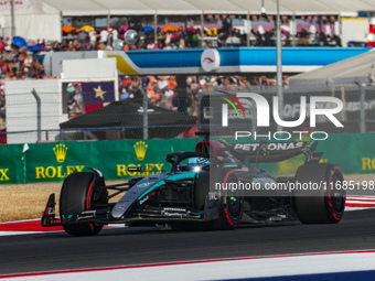 George Russell of the UK drives the (63) Mercedes-AMG Petronas F1 Team F1 W15 E Performance Mercedes during the qualifying for the Formula 1...