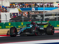 George Russell of the UK drives the (63) Mercedes-AMG Petronas F1 Team F1 W15 E Performance Mercedes during the qualifying for the Formula 1...