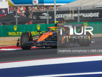 Lando Norris of the UK drives the McLaren F1 Team MCL38 Mercedes during the qualifying for the Formula 1 Pirelli United States Grand Prix 20...