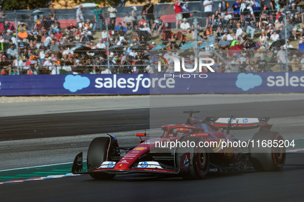 Charles Leclerc of Monaco drives the (16) Scuderia Ferrari SF-24 Ferrari during the qualifying for the Formula 1 Pirelli United States Grand...