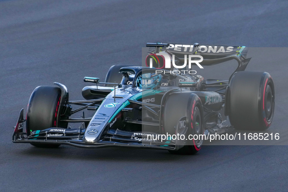 George Russell of the UK drives the (63) Mercedes-AMG Petronas F1 Team F1 W15 E Performance Mercedes during the qualifying for the Formula 1...