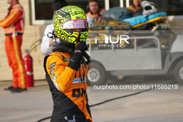 Lando Norris of the UK drives the McLaren F1 Team MCL38 Mercedes during the qualifying for the Formula 1 Pirelli United States Grand Prix 20...