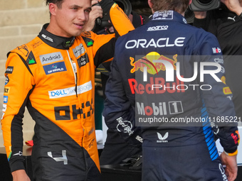 Lando Norris of the UK drives the McLaren F1 Team MCL38 Mercedes during the qualifying for the Formula 1 Pirelli United States Grand Prix 20...