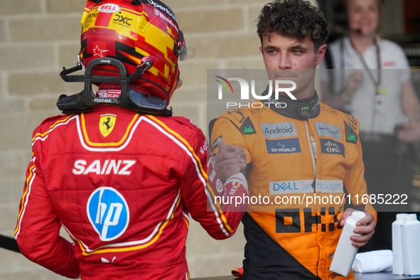 Lando Norris of the UK drives the McLaren F1 Team MCL38 Mercedes during the qualifying for the Formula 1 Pirelli United States Grand Prix 20...