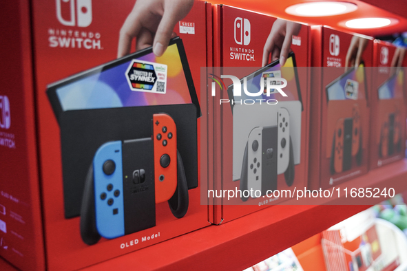 A Nintendo Switch game is for sale at the Thailand Game Show 2024 in Bangkok, Thailand, on October 20, 2024. The Thailand Game Show 2024 gam...