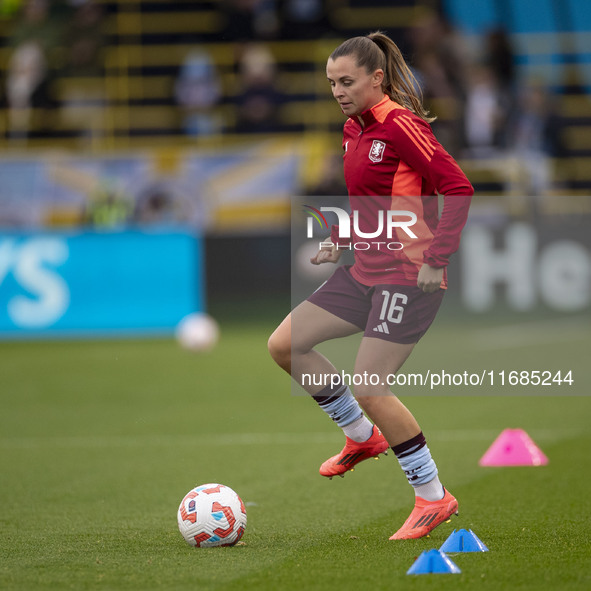 Noelle Maritz #16 of Aston Villa W.F.C participates in the pre-match warm-up during the Barclays FA Women's Super League match between Manch...