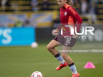 Noelle Maritz #16 of Aston Villa W.F.C participates in the pre-match warm-up during the Barclays FA Women's Super League match between Manch...