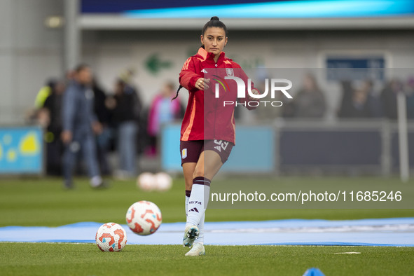 Mayumi Pacheco #33 of Aston Villa W.F.C participates in the pre-match warm-up during the Barclays FA Women's Super League match between Manc...