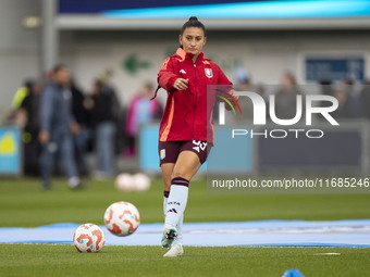 Mayumi Pacheco #33 of Aston Villa W.F.C participates in the pre-match warm-up during the Barclays FA Women's Super League match between Manc...