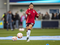 Mayumi Pacheco #33 of Aston Villa W.F.C participates in the pre-match warm-up during the Barclays FA Women's Super League match between Manc...