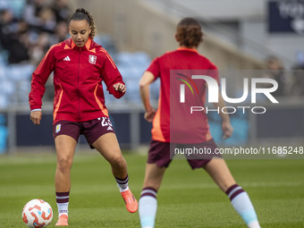 Chasity Grant #23 of Aston Villa W.F.C participates in the pre-match warm-up during the Barclays FA Women's Super League match between Manch...