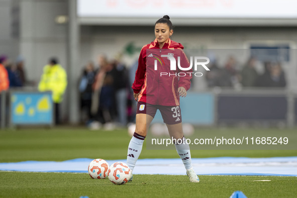 Mayumi Pacheco #33 of Aston Villa W.F.C participates in the pre-match warm-up during the Barclays FA Women's Super League match between Manc...