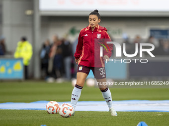 Mayumi Pacheco #33 of Aston Villa W.F.C participates in the pre-match warm-up during the Barclays FA Women's Super League match between Manc...