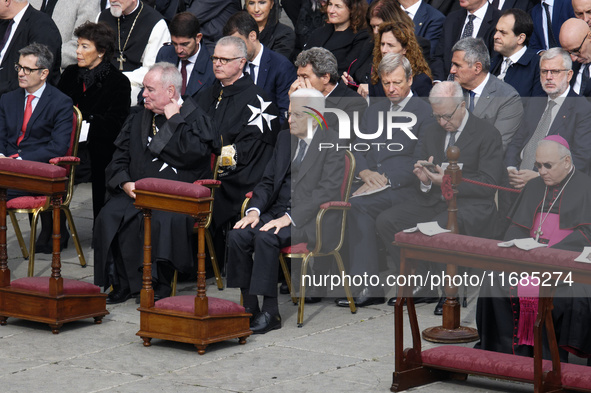 Italy's President Sergio Mattarella attends the Holy Mass and canonization of 14 saints and martyrs from Damascus at Saint Peter's Square in...