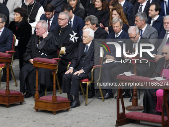 Italy's President Sergio Mattarella attends the Holy Mass and canonization of 14 saints and martyrs from Damascus at Saint Peter's Square in...